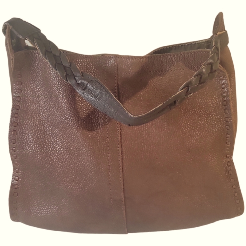 Lucky Brand Chocolate Brown Braided-Handle Hobo